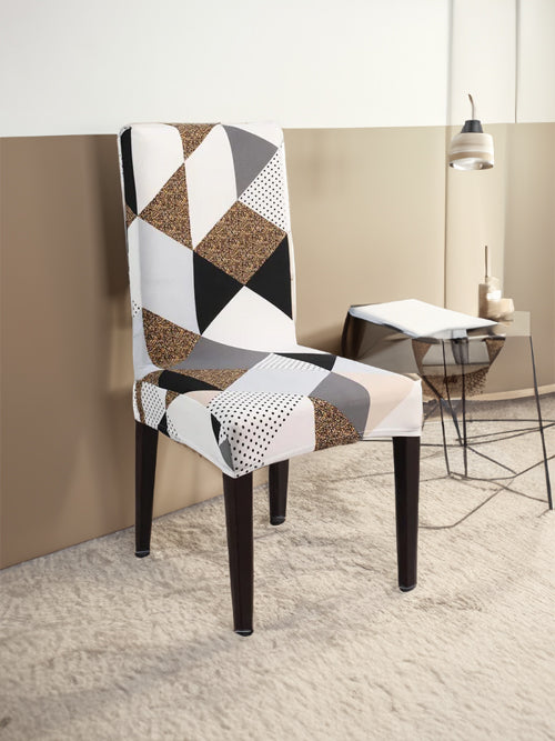 Brown Geometry Chair Covers