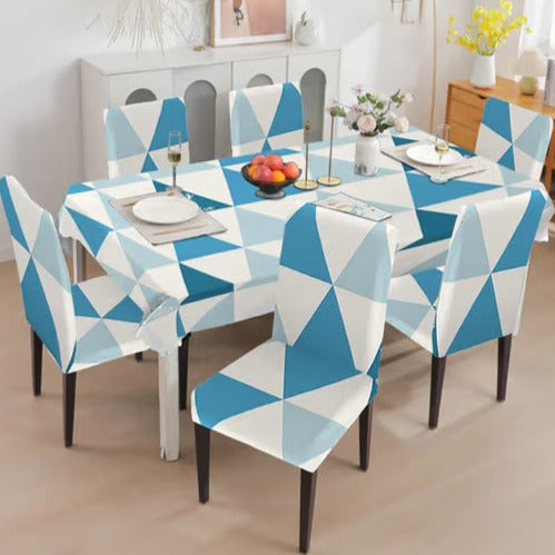 Blue White Prism Chair & Table Cover