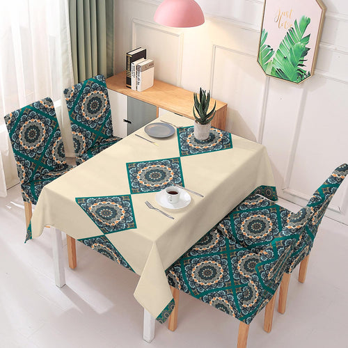 Cream Rangoli Chair & Table Cover