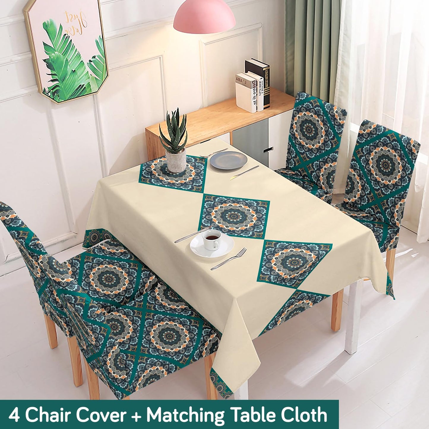 Cream Rangoli Chair & Table Cover