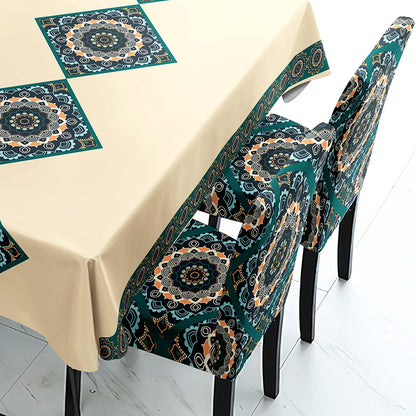 Cream Rangoli Chair & Table Cover