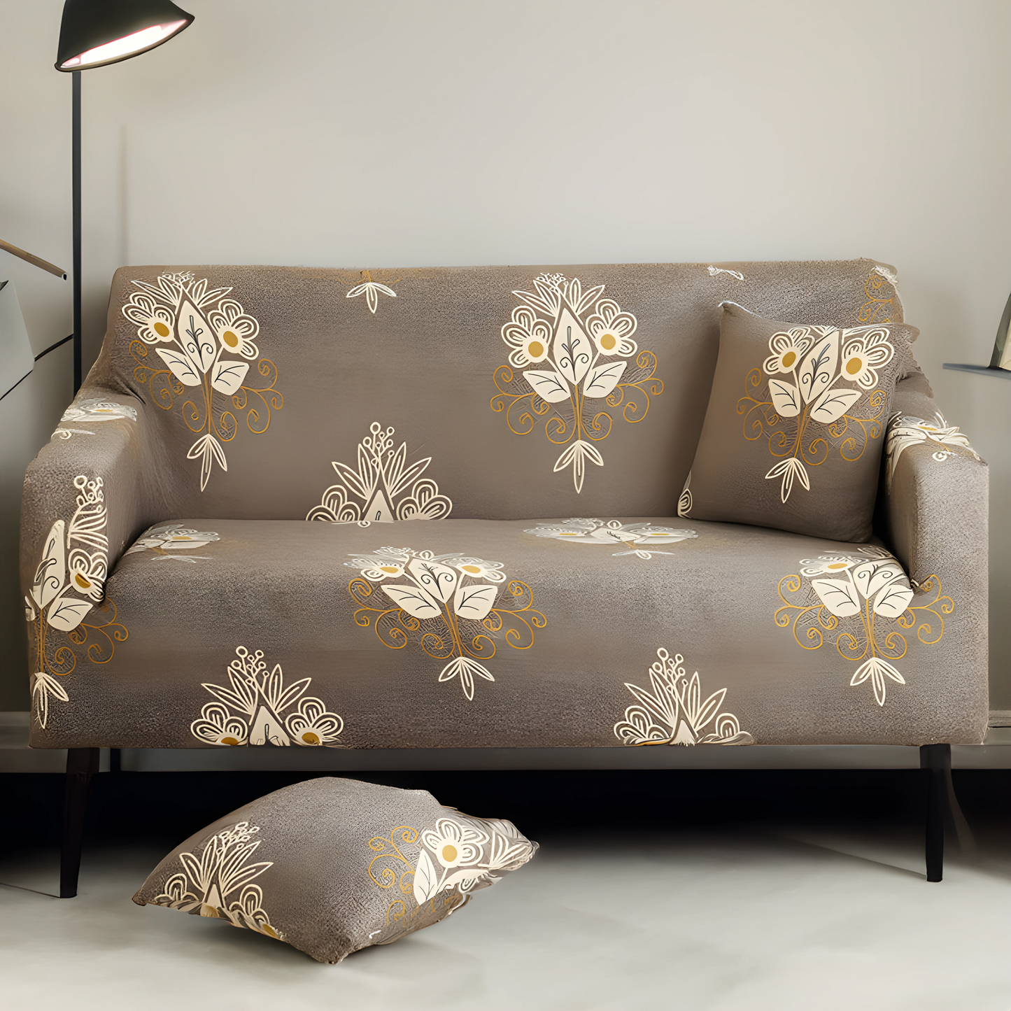 Beige Brocade  Elastic Sofa Slipcovers