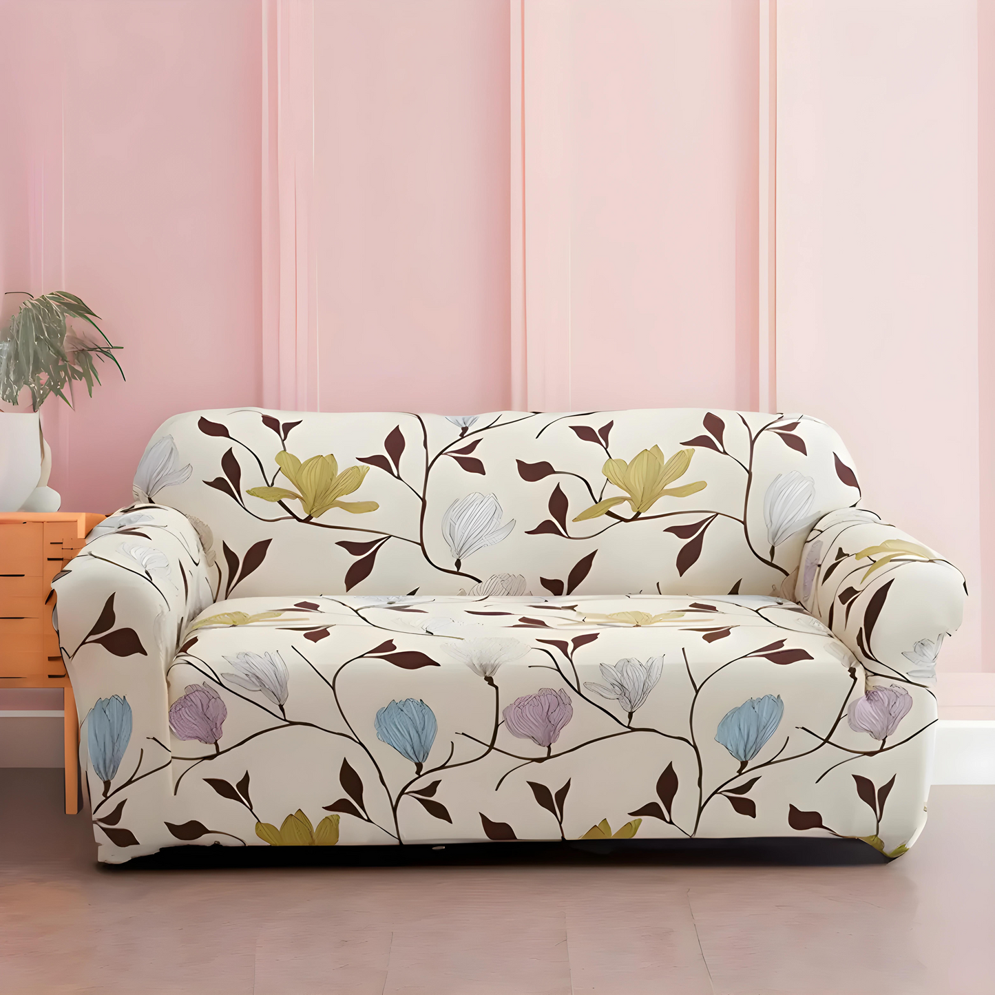 Blooming Beige Elastic Sofa Slipcovers