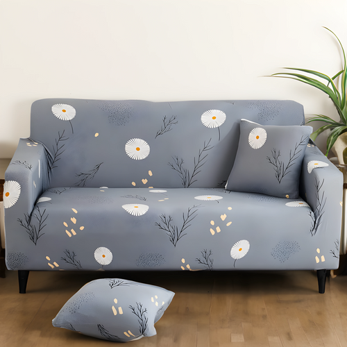 Grey Daisy Elastic Sofa Slipcovers