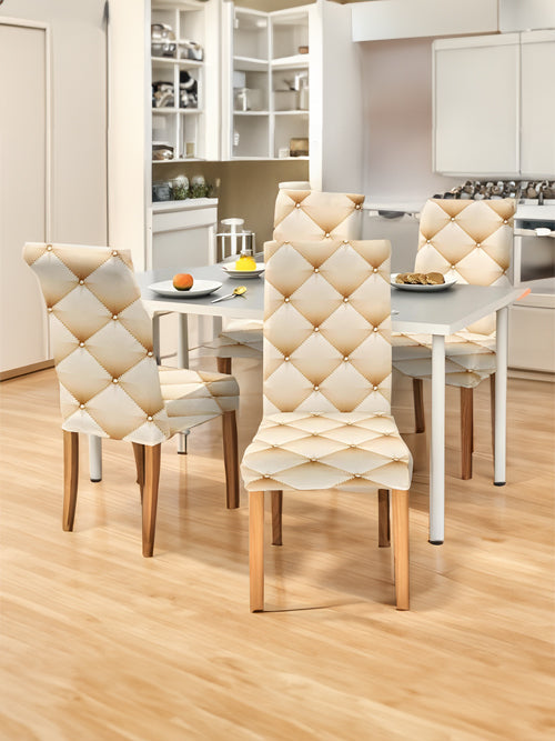 3D Cream Polygon Elastic Chair Covers